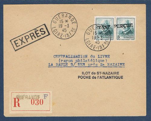Marcophilie timbre Mazelin avec taxe perçue