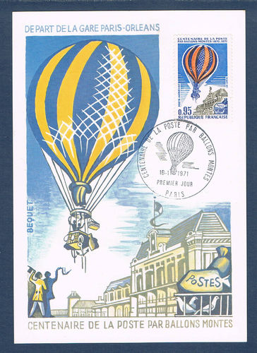 Carte postale Ballons montés départ gare Paris-Orléans