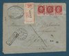 Lettre 1944 recommandée trois timbres Maréchal Pétain