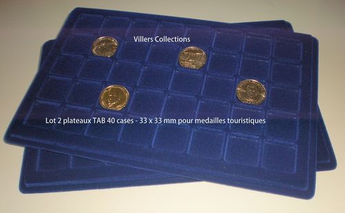 Lot 2 plateaux 33 x 33 mm pour pièces de 2€ en capsules