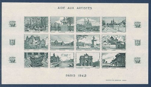 Vignette prestige 12 timbres Aide artistes
