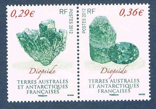 Timbres TAAF N°602-603 Minéraux Diopside
