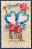 Carte postale anciénne fantaisie Fleur Rose