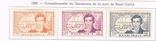Timbres Mauritanie N°95 à 97 neufs Explorateur René Caillié