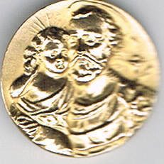 Médaille de Baptême OR Saint Joseph avec l'enfant Jésus