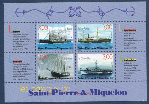 ST Pierre et Miquelon Bloc feuillet N°7 neuf Bateaux