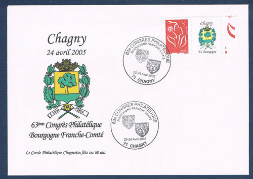 Enveloppe philatélique avec timbre Lamouche personnalisé Chagny