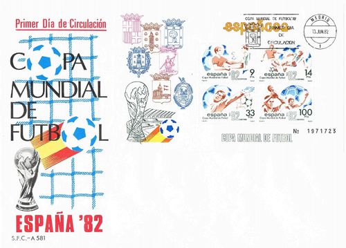 Enveloppe grand format Espagne 82 bloc coupe mondiale de Football