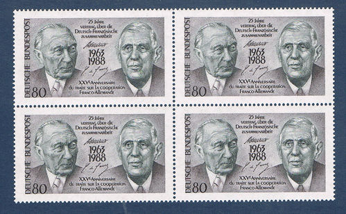 Allemagne Timbres N°1183 Portraits du Chancelier Adenauer de Gaulle