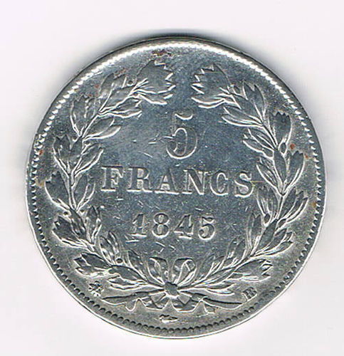 Pièce argent Louis Philippe I Roi des Français 1845 BB