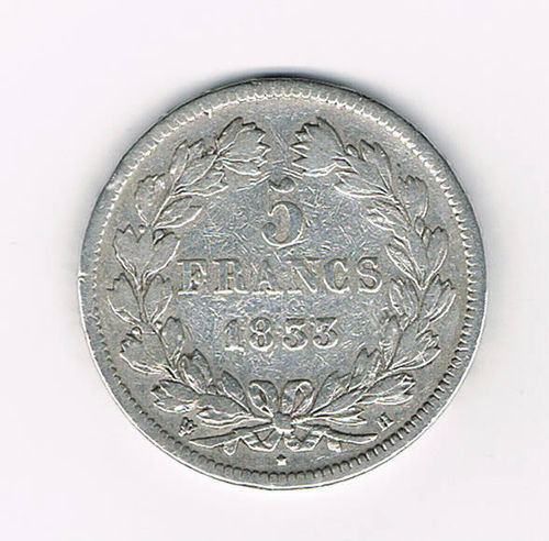 Pièce 5 Francs argent Louis Philippe I Roi des Français 1933H