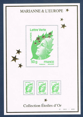 Feuillet Marianne & L'Europe Collection étoiles d'OR Lettre 50g