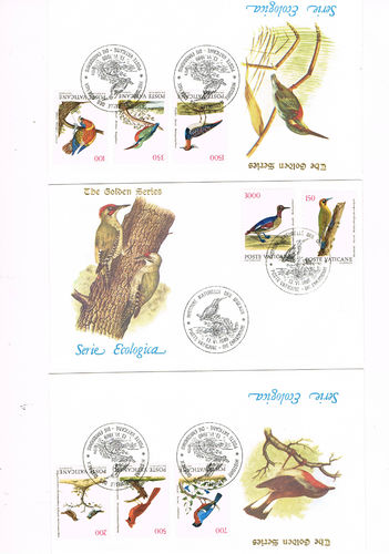 Série Ecologica de 3 Enveloppes des oiseaux Poste Vaticane Promotion