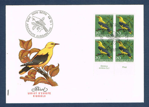Enveloppe Helvetia Oiseau Pirot Loriot d'Europe rare Promotion