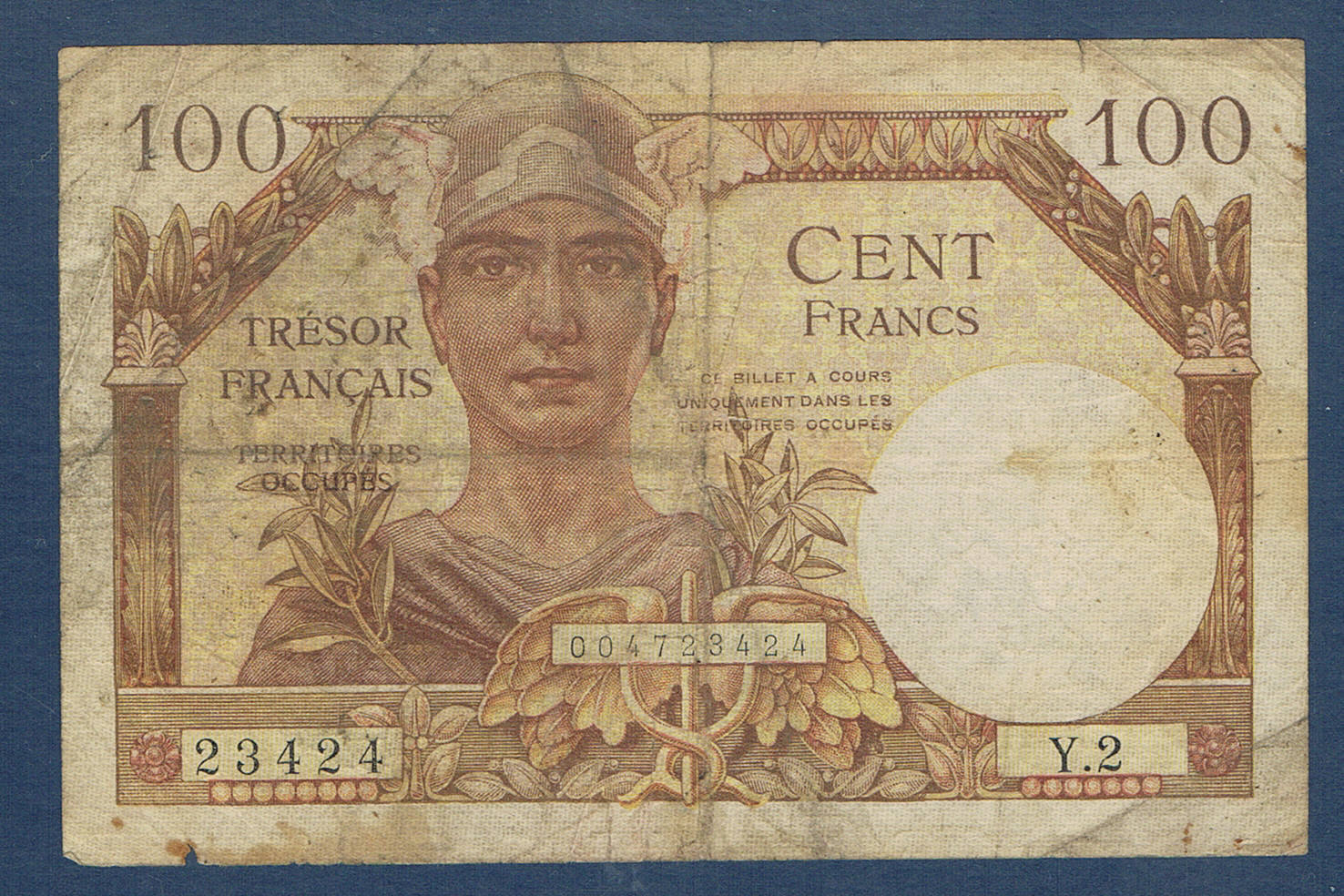 Billet de banque Cent Francs Trésor Français -VILLERS COLLECTIONS