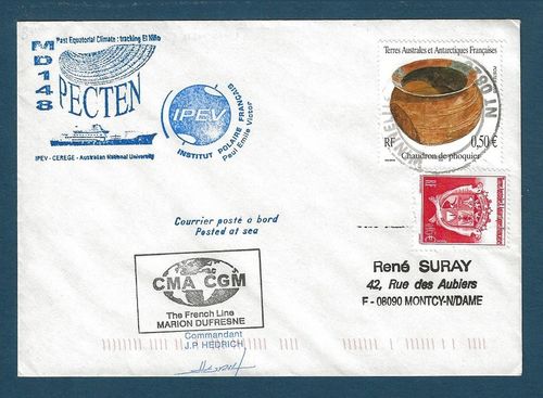 Enveloppe des TAAF cachets spéciaux courrier posté à bord