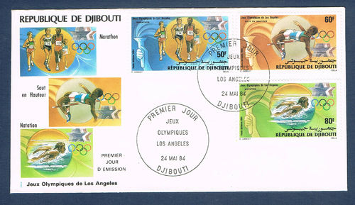 Enveloppe jeux Olympiques Los Angeles Djibouti Nouveau
