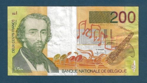 Billet Banque Nationale de Belgique 200 Francs Adolphe Sax 1894