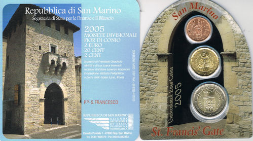 San Marino 2005 minikit 3 pièces comprenant 2ct+20ct+2€