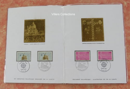 Série de timbres Europa illustration gaufrée or fin 24 carats