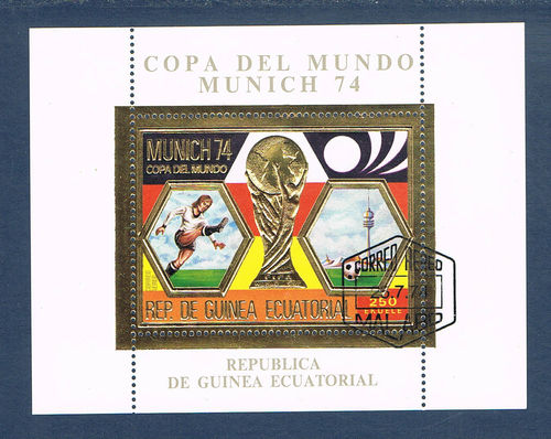 Bloc poste aérienne dentelé timbre gaufré OR Coupe du monde