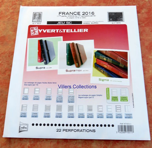 Jeu SC France 2016 -1re partie Réf A578 à A586 avec pochettes