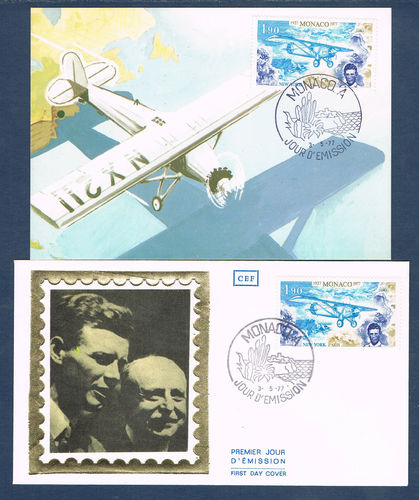 Carte + Enveloppe Poste aérienne traversée par Ch Lindbergh