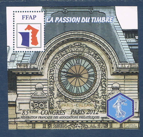 Bloc de la F.F.A.P. la Passion du Timbre gare d'Orsay 2012