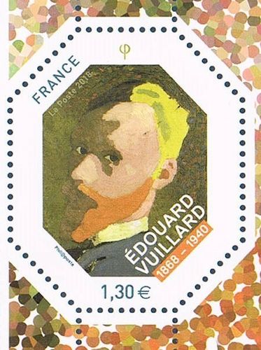Timbre autoportrait octogonal Edouard Vuillard de couleurs