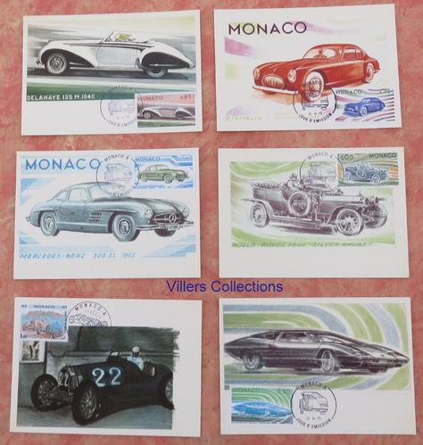 Série 6 cartes Evolution de l'automobile Rolls-Royce Mercedes