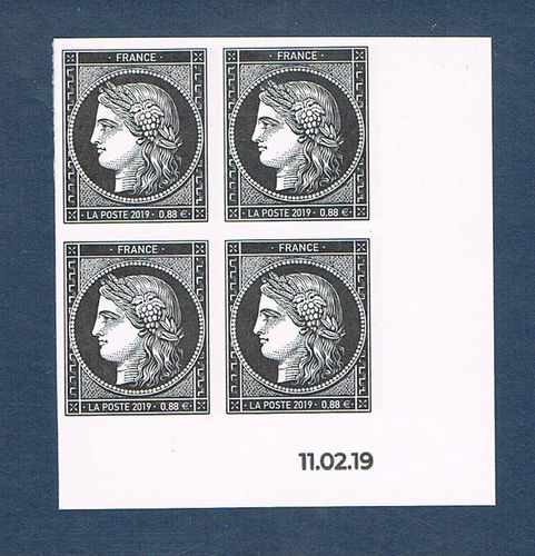 Bloc comprenant 4 timbres Cérès noir émission spéciale