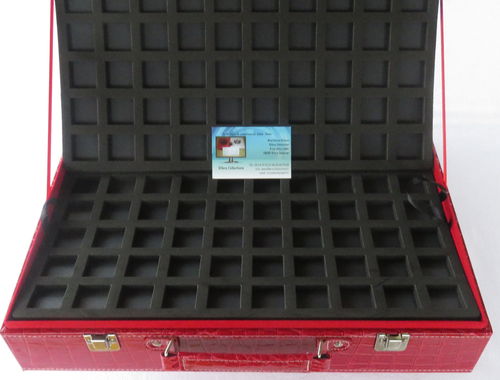 Valisette rouge vif avec poignée comprenant 8 plateaux 80 cases