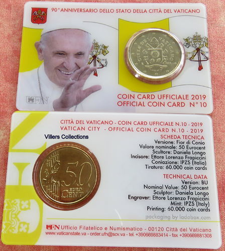 Vatican 2019 Coin Card 50cent N°10 sous blister - Saint Père