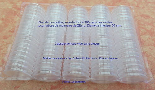 Grande promotion superbe lot 100 capsules rondes pour 2Euros
