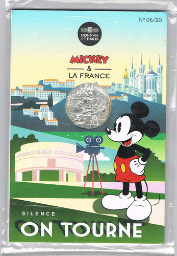 Pièce 10 Euros argent commémorative 2018 Mickey silence on Tourne