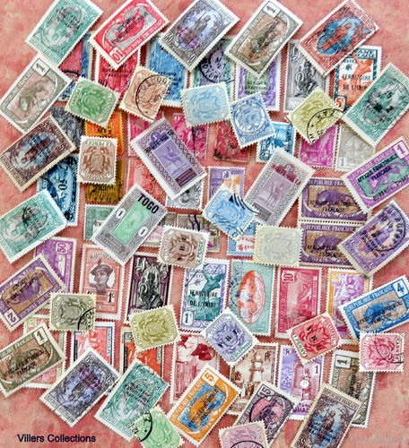 Lot 100 timbres oblitérés d'anciennes colonies françaises
