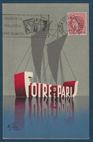 Carte postale correspondance Salon de la philatélie Foire de Paris