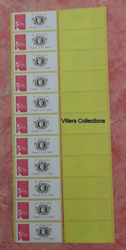 Roulette bande 11 timbres adhésifs rares type Marianne