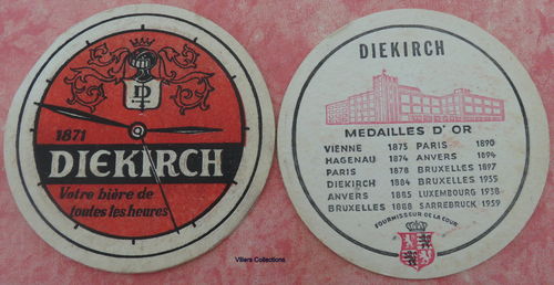 Sous Bock Diekirch 1871 rare Votre bière médailles d'or