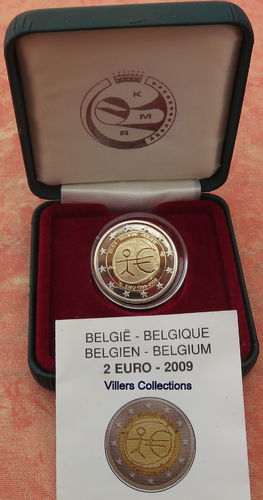 Pièce rare 2 euro Belgique 2009 Union Monétaire Européenne