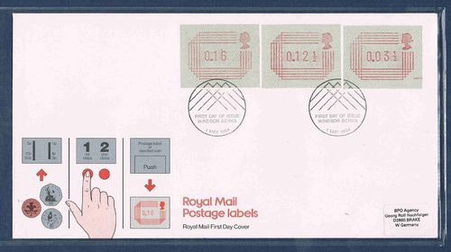 Royaume-Uni Enveloppe avec oblitération sur 3 étiquette postale