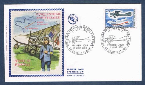 Enveloppe 1ere liaison postale vol postal Saint-Nazaire