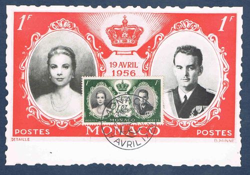 Carte mariage princier Rainier III et princesse Grace 1956