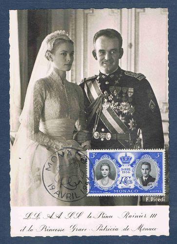 Carte postale mariage du Prince Rainier III et Princesse Grace 1956