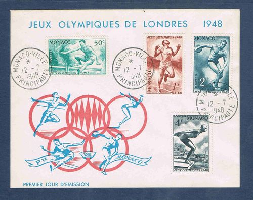 Enveloppe de Monaco Principauté Jeux olympiques de Londres 1948