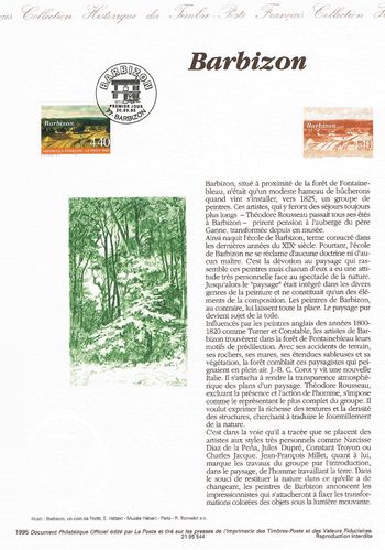 Document philatélique 1995 Barbizon un coin de Forêt Promotion