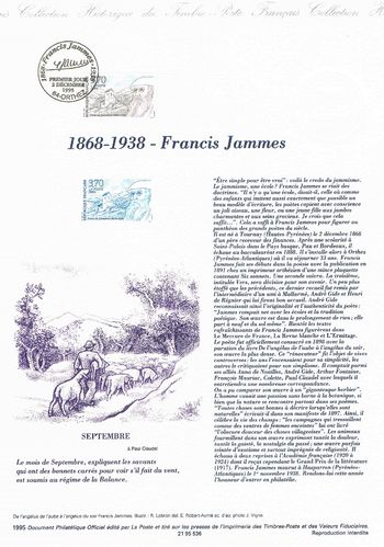 Document philatélique Francis Jammes être simple Promotion