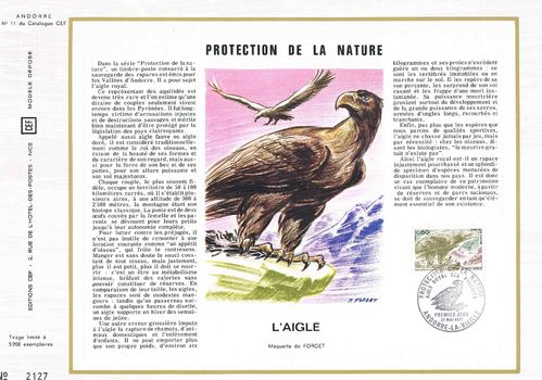 Feuillet CEF Andorre L'aigle royal sauvegarde des rapaces