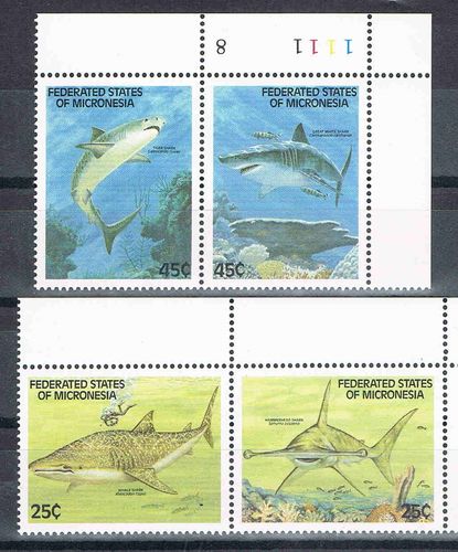 Timbres Federated States OF Micronesia série les requins