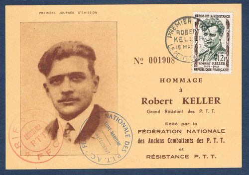 Carte Robert Keller grand résistant anciens combattants